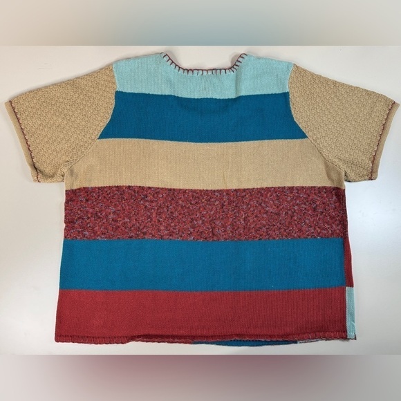 Vintage Lagenlook Patchwork Oversized Sweater Women’s 2X Knit Cottagecore Fall - Picture 4 of 10